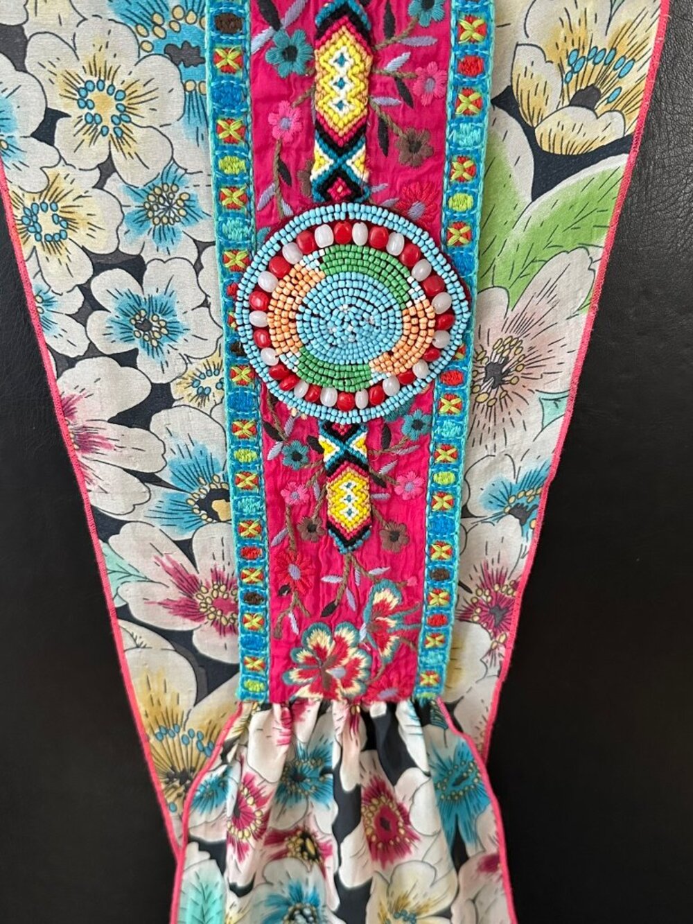 πΊβ¨ Johnny Was Obi Belt Beaded Embroidered Silk Sash Boho Chic Statement β¨πΊ - Picture 14 of 16